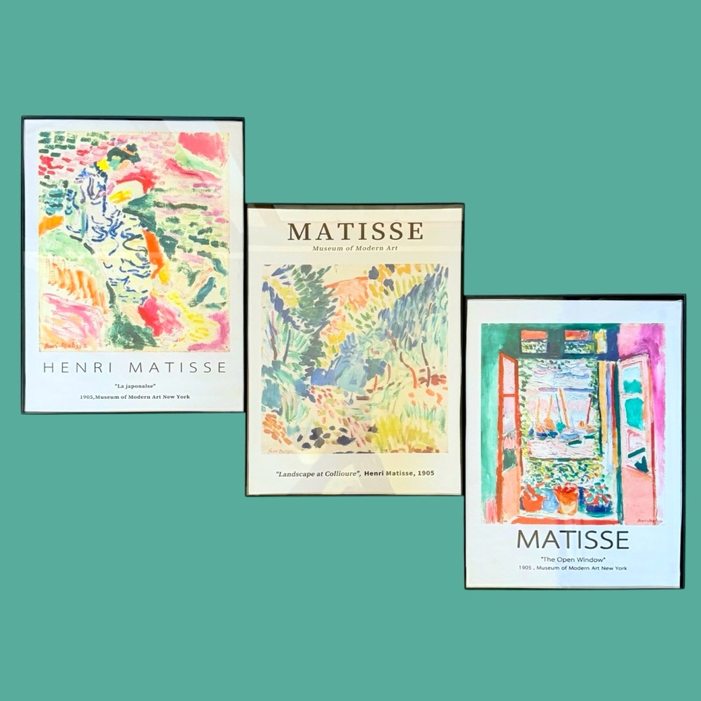 Set of 3 Henri Matisse Framed Canvas Prints 12x16” MOMA New York